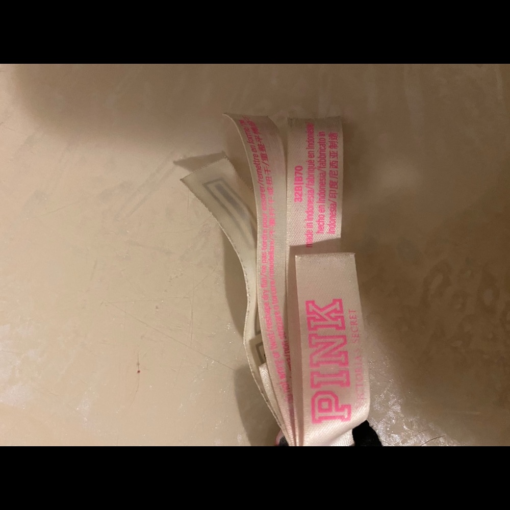 PINK Victoria's Secret Black & Pink Floral Logo Push-Up Bra - Picture 4 of 5